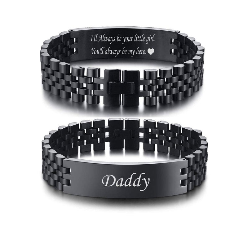 VNOX Father Dad Bracelet for Men - Stainless Steel Link Bracelet Personalized Engraved DAD Jewelry Father Day Birthday Gift for Men DAD Father from Daughter - Image 1